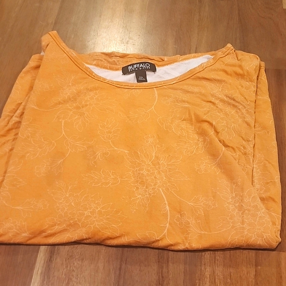 Buffalo David Bitton XXL orange/yellow shirt with white flowers